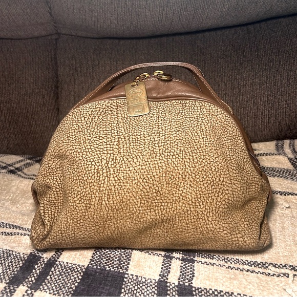 Italian Borbonese Redwall Brown Suede Top Handle Mini Satchel Bag - Excellent - Picture 1 of 15